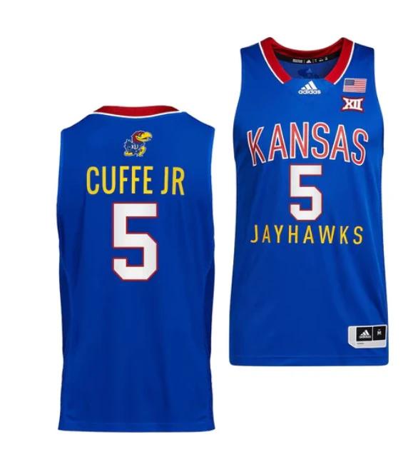 Men's #5 Kyle Cuffe Jr Jersey Kansas Jayhawks College Basketball Jerseys White 2022 by My store basketball