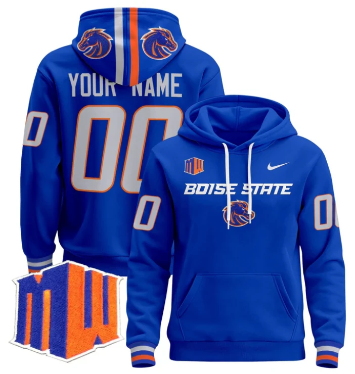 Custom Boise State Broncos Hoodie Name, Number Pullover V3 by Hoodie Pullover
