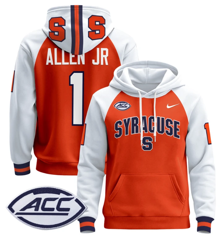 Men's LeQuint Allen Hoodie #1 Syracuse Orange 2024 Pullover V2 by Hoodie Pullover