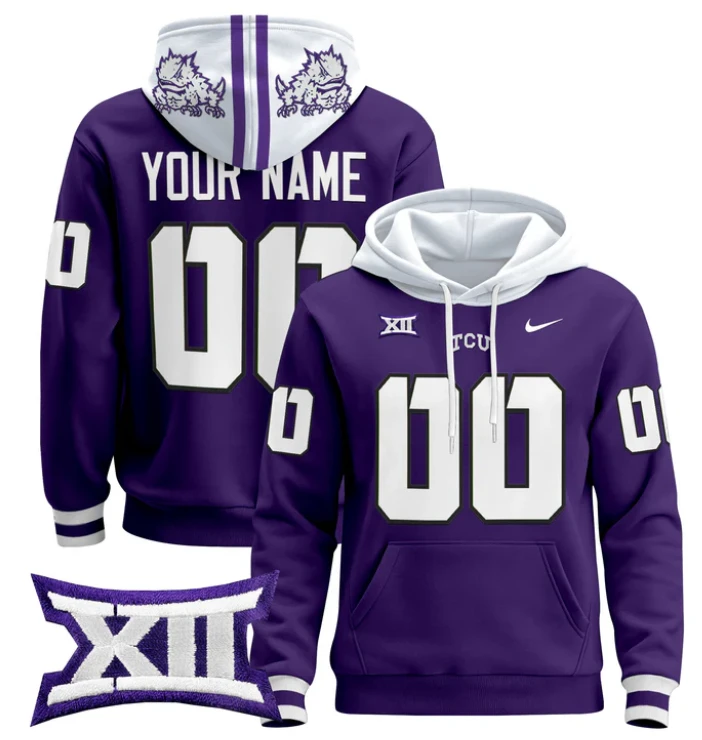 Custom TCU Horned Frogs Hoodie Name, Number 2024 Pullover by Hoodie Pullover