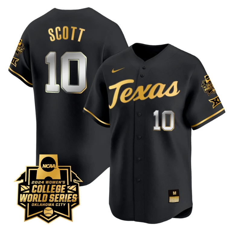 Mia Scott Jersey #10 Texas AM Aggies 2024 College World Series Patch Vapor Premier Limited NCAA Baseball Stitched Black Gold by My Store