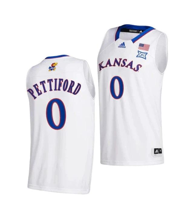 Men's #0 Bobby Pettiford Jr Jersey Kansas Jayhawks College Basketball Jerseys White 2022 by My store basketball