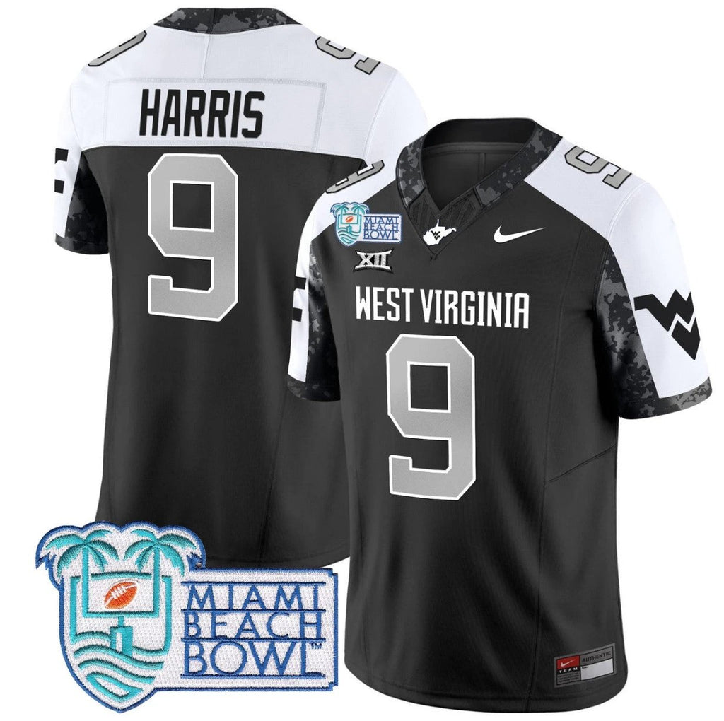 Major Harris Jersey #9 West Virginia Mountaineers 2025 Miami Beach Bowl Alternate by My Store