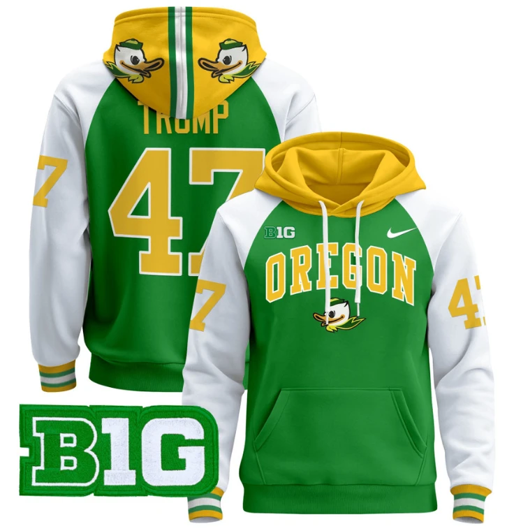 Men's Donald Trump Hoodie #47 Oregon Ducks 2024 Pullover V2 by Hoodie Pullover