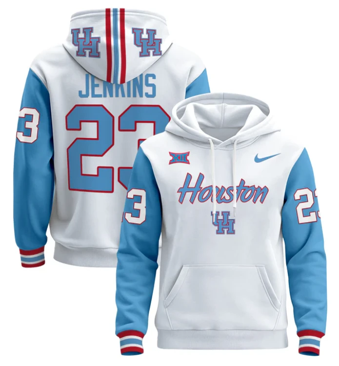 Parker Jenkins Hoodie #23 Houston Cougars 2024 Pullover Stitched by Hoodie Pullover