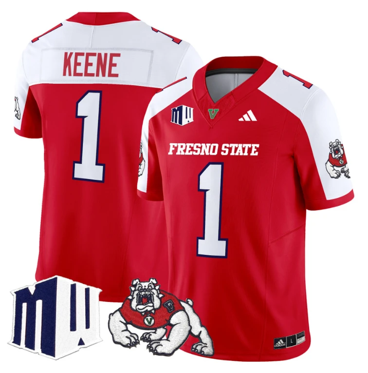 Mikey Keene Jersey #1 Fresno State Bulldogs 2024 Stitched Red Alternate by My Store