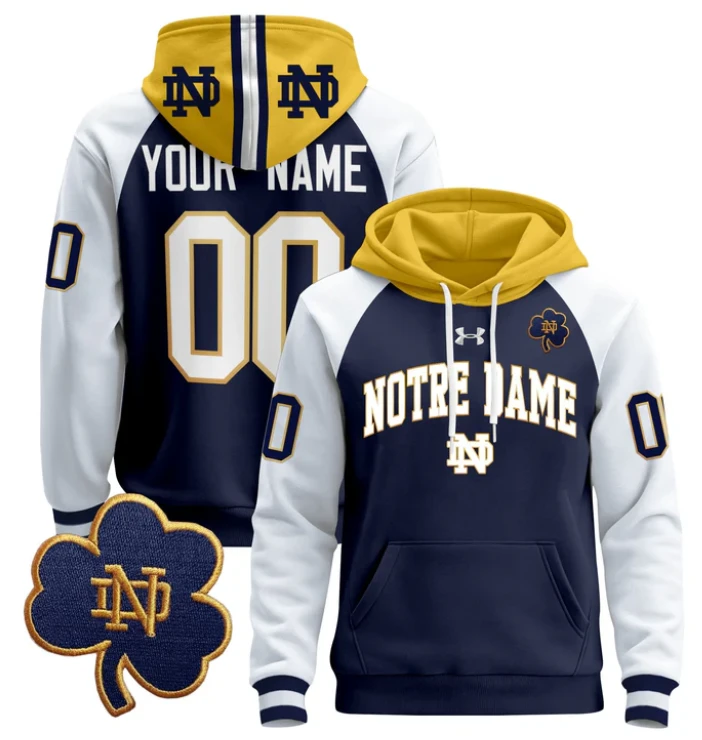 Men's Custom Notre Dame Fighting Irish Hoodie Pullover 2024 by Hoodie Pullover