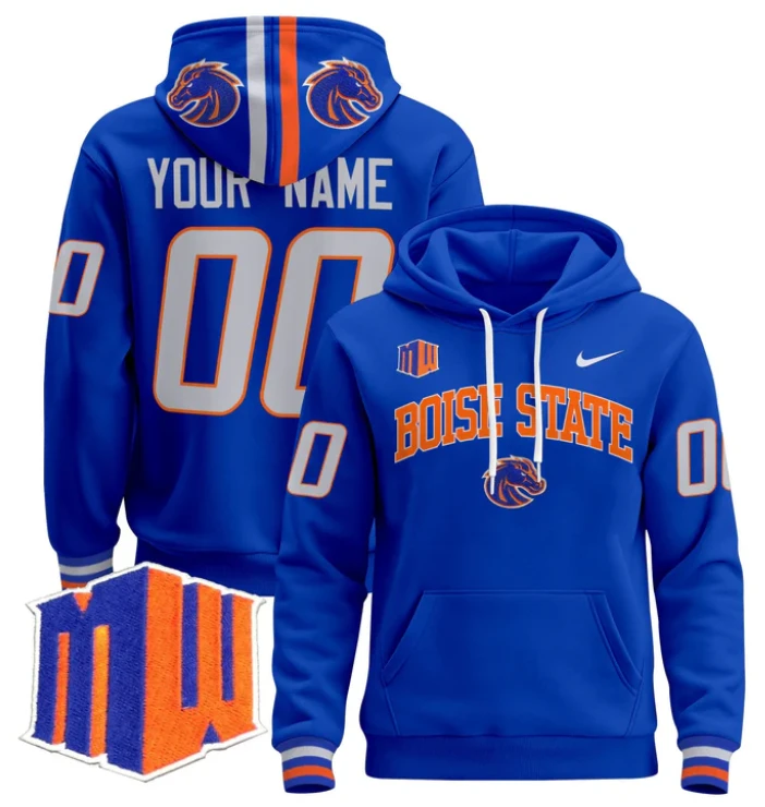 Custom Boise State Broncos Hoodie Name, Number Pullover by Hoodie Pullover