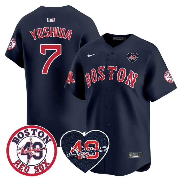 Masataka Yoshida Jersey #7 Boston Red Sox Tim Wakefield Memorial Patch Stitched Navy by My Store