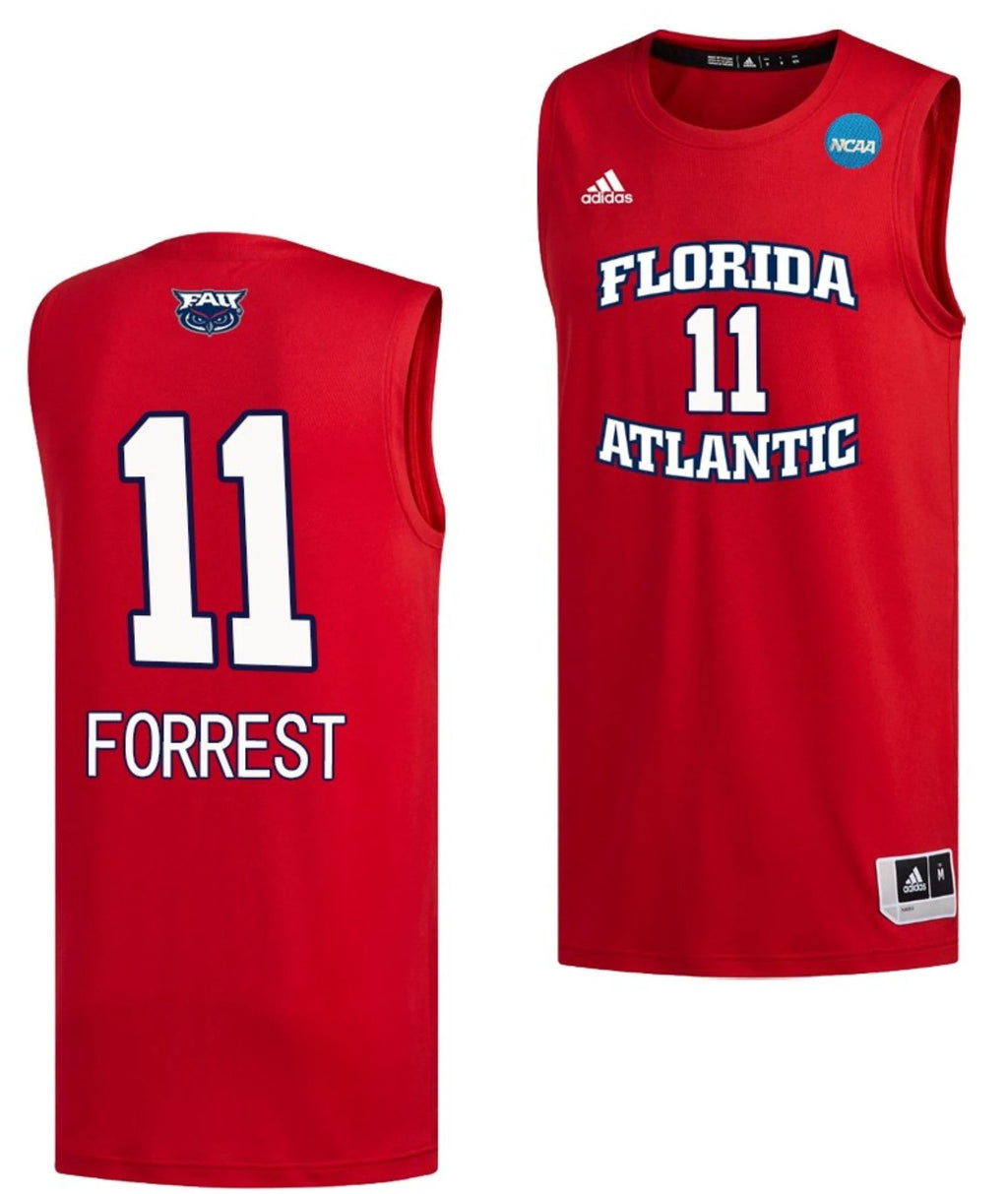 Michael Forrest Jersey FAU Owls College Basketball 2023 NCAA March Madness Red #11 by My store basketball