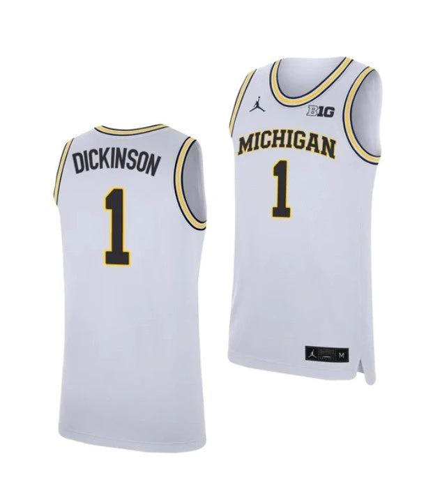 1 Hunter Dickinson Jersey Michigan Wolverines College Basketball Jerseys White by My store basketball