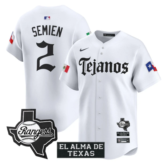 Marcus Semien Jersey #2 Texas Rangers Mexico Tejano Barrio Style Vapor Limited Stitched White by My Store