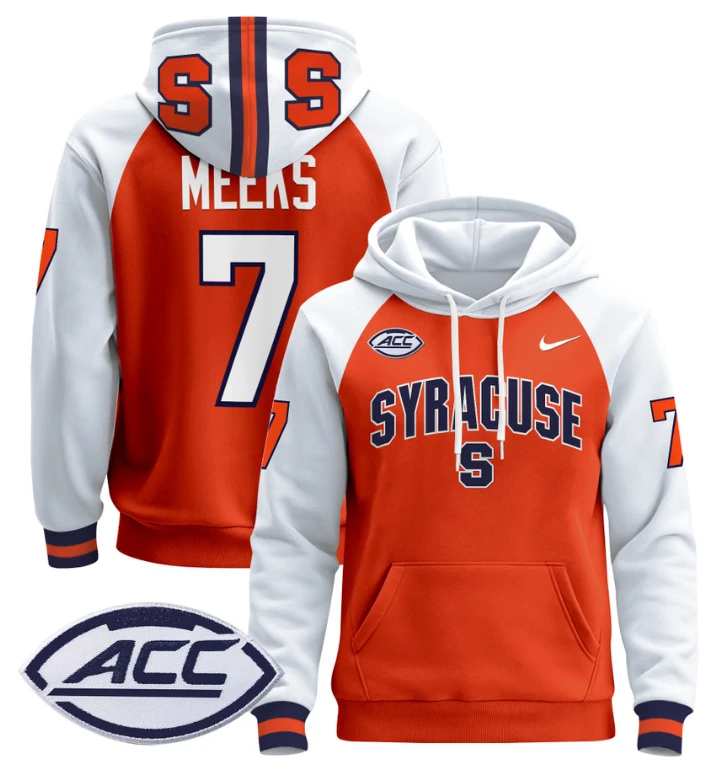Men's Jackson Meeks Hoodie #7 Syracuse Orange 2024 Pullover V2 by Hoodie Pullover