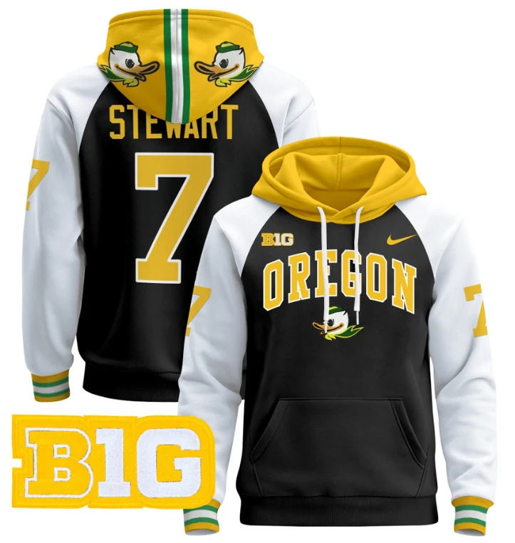 Men's Evan Stewart Hoodie #7 Oregon Ducks 2024 Pullover V2 by Hoodie Pullover
