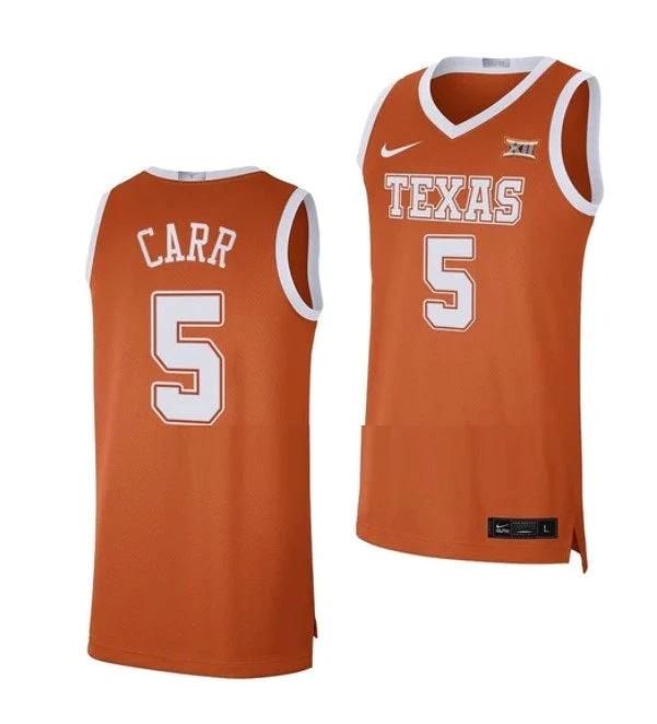 Men's #5 Marcus Carr Jersey Texas Longhorns College Basketball Jerseys Orange Limited by My store basketball