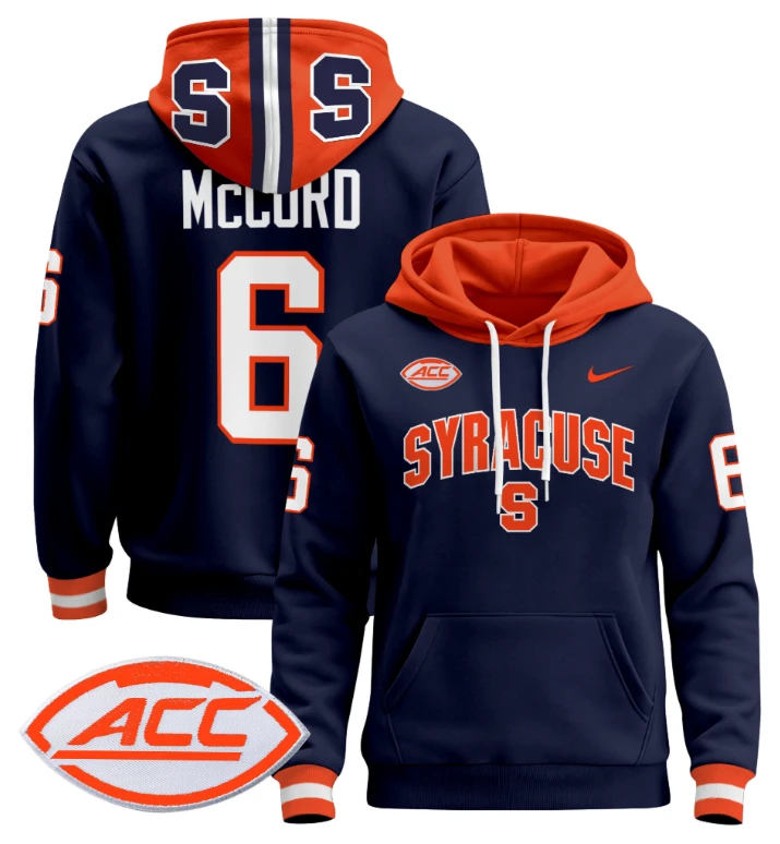 Men's Kyle McCord Hoodie #6 Syracuse Orange 2024 Pullover V2 by Hoodie Pullover