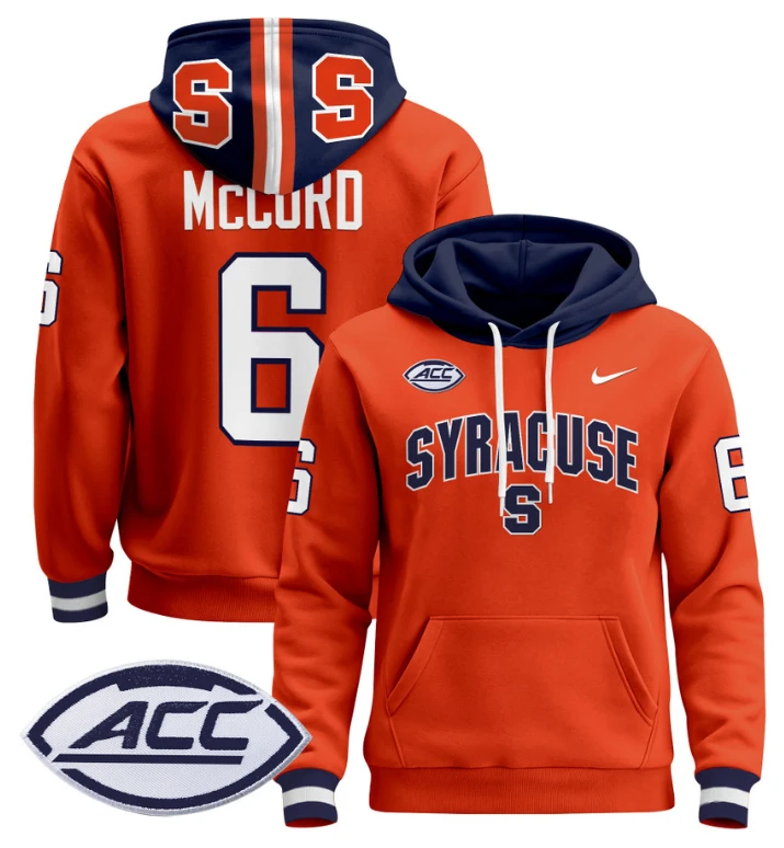 Men's Kyle McCord Hoodie #6 Syracuse Orange 2024 Pullover V2 by Hoodie Pullover