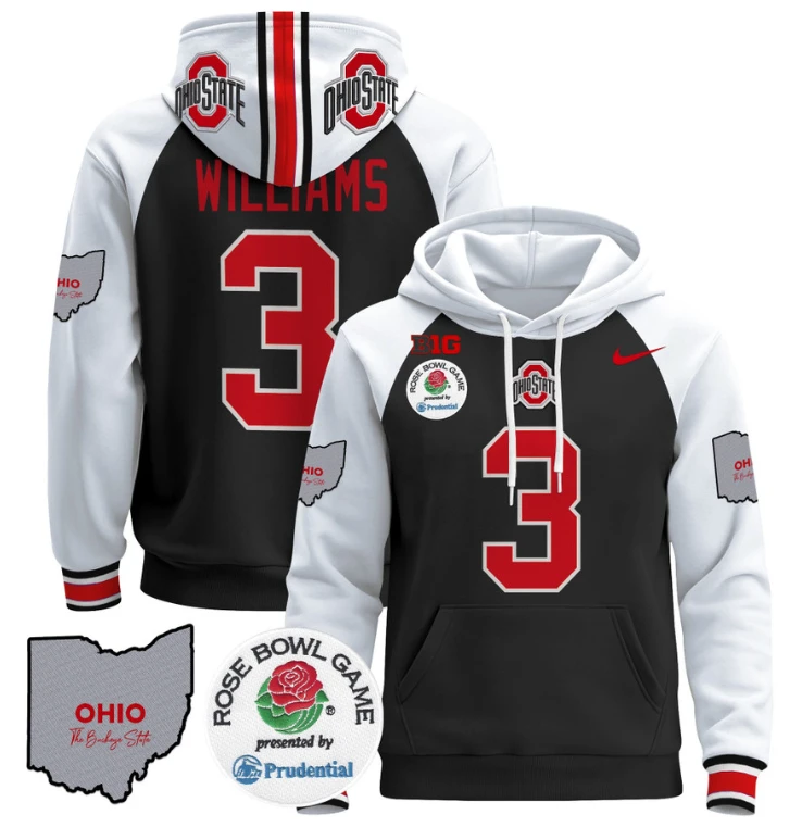 Miyan Williams Hoodie #3 Ohio State Buckeyes Rose Bowl Pullover by Hoodie Pullover