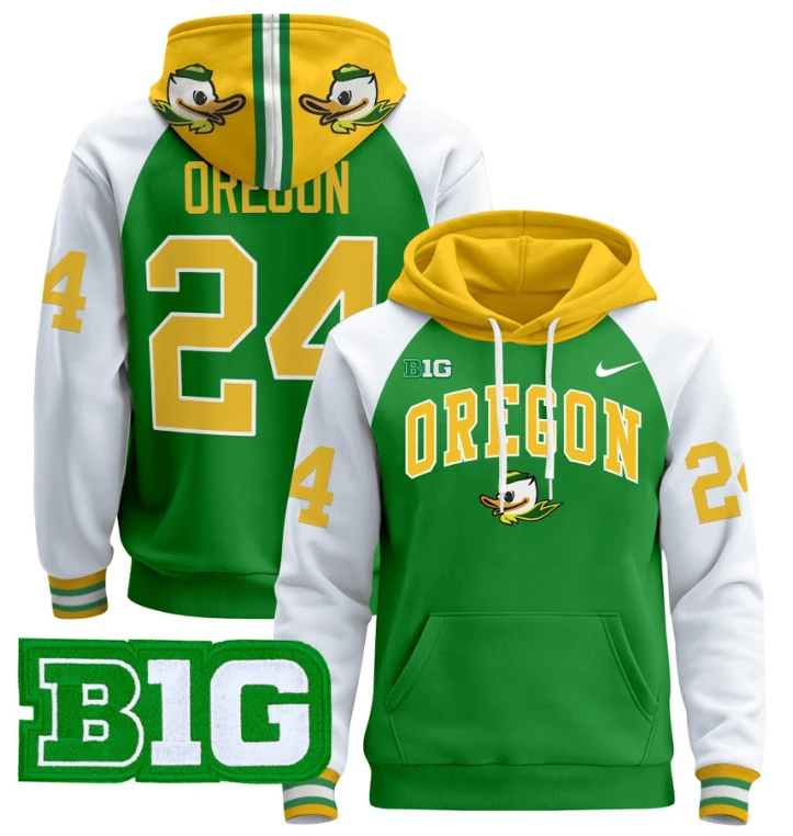 Men's Oregon Hoodie #24 Oregon Ducks 2024 Pullover V2 by Hoodie Pullover