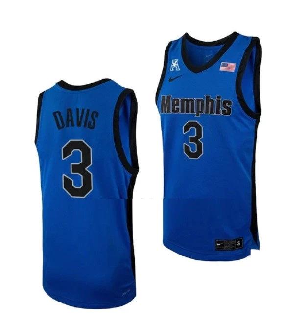 #3 Kendric Davis Jersey Memphis Tigers College Basketball Jerseys Blue by My store basketball