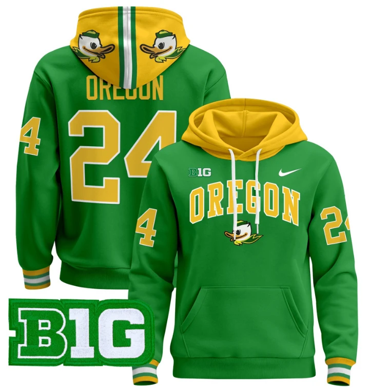 Men's Oregon Hoodie #24 Oregon Ducks 2024 Pullover V2 by Hoodie Pullover