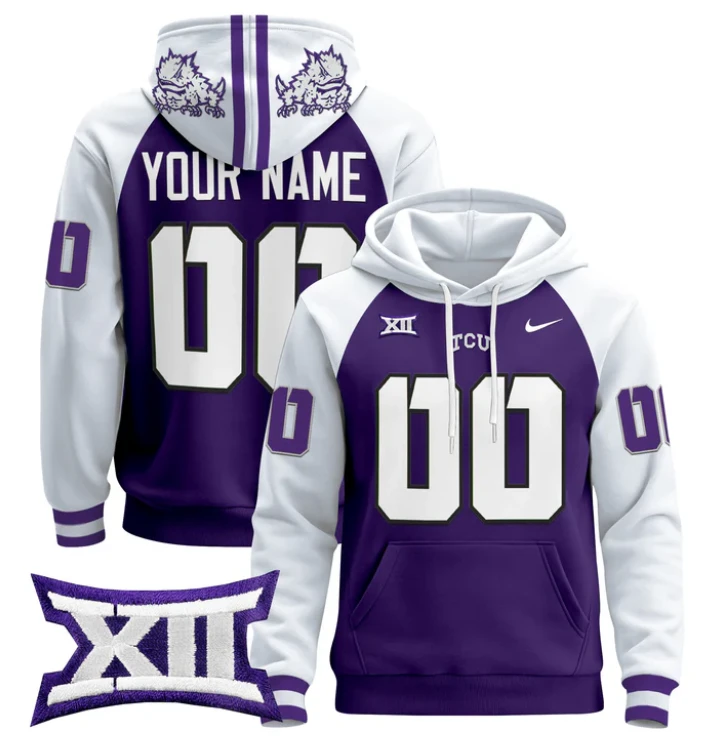 Custom TCU Horned Frogs Hoodie Name, Number 2024 Pullover by Hoodie Pullover