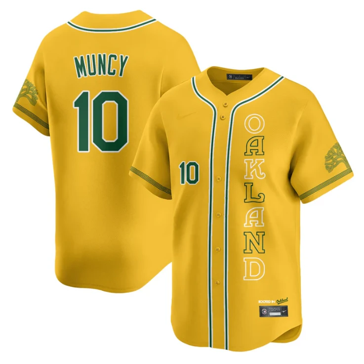 Max Muncy Jersey #10 Oakland Athletics City Connect Concept Stitched Yellow by My Store