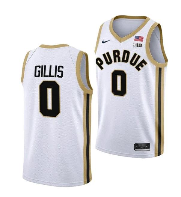 Men's #0 Mason Gillis Jersey Purdue Boilermakers College Basketball Jerseys White by My store basketball