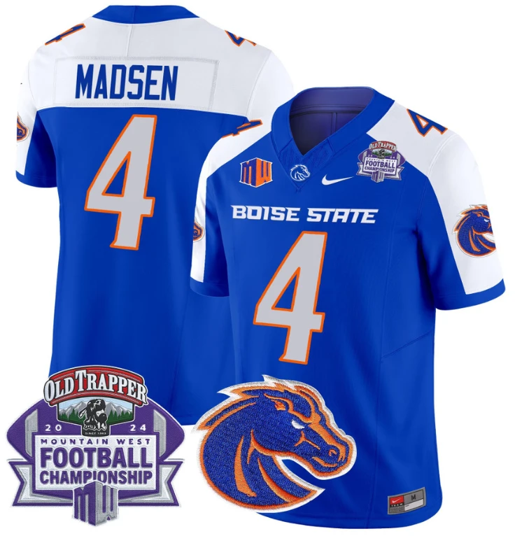 Maddux Madsen Jersey #4 Boise State Broncos 2024 Championship Vapor Royal Alternate by My Store