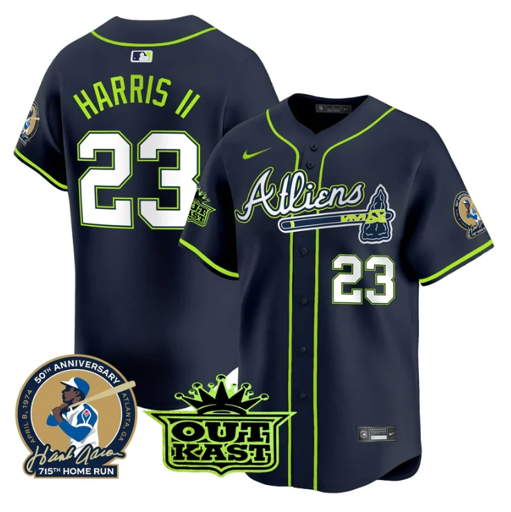 Michael Harris II Jersey #23 Atlanta Braves Atliens Hank Aaron Patch Limited Stitched by My Store