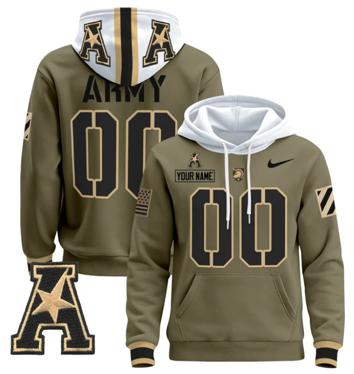 Men's Custom Army Black Knights Hoodie Name, Number 2024 Pullover by Hoodie Pullover