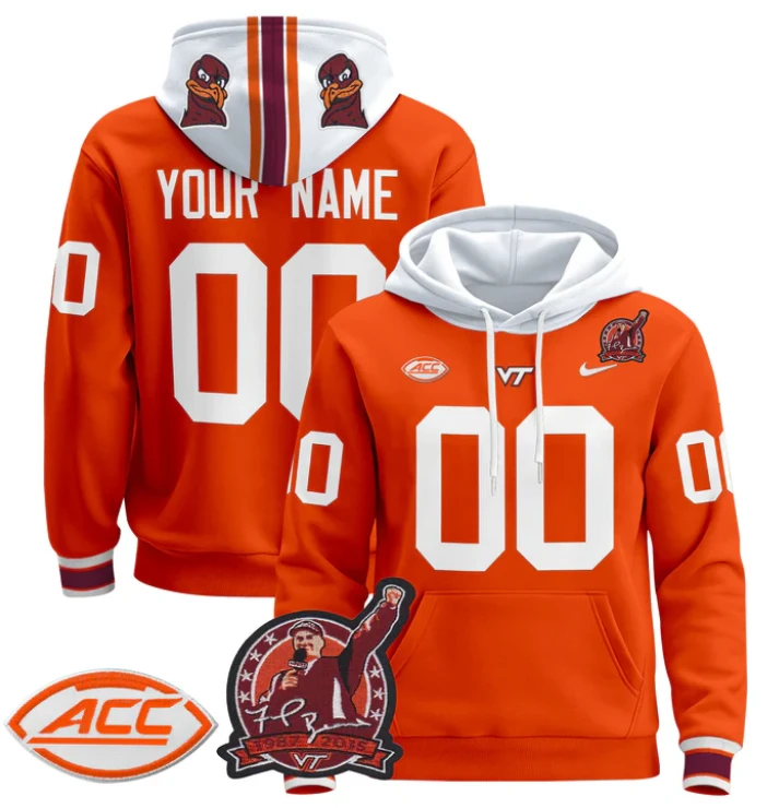 Men's Custom Virginia Tech Hokies Hoodie Pullover 2024 Stitched by Hoodie Pullover