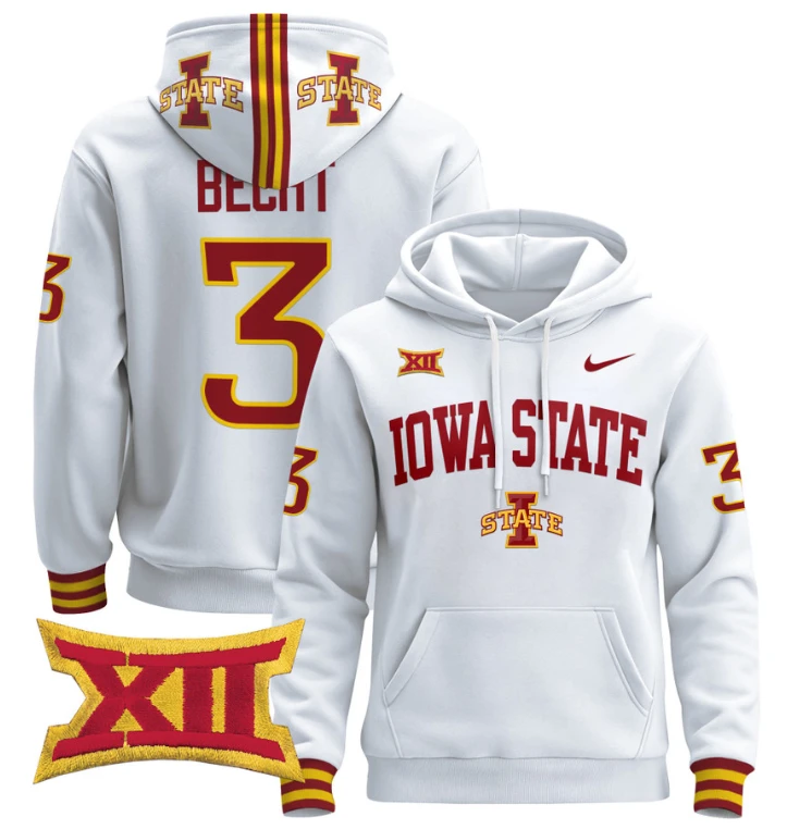 Men's Rocco Becht Hoodie #3 Iowa State Cyclones 2024 Pullover V2 by Hoodie Pullover