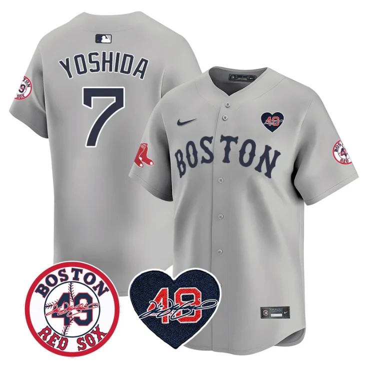 Masataka Yoshida Jersey #7 Boston Red Sox Tim Wakefield Memorial Patch Stitched Gray by My Store