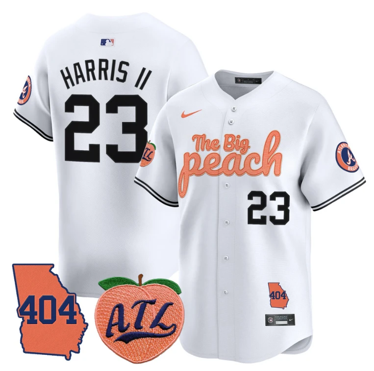Michael Harris II Jersey #23 Atlanta Braves 404 & The Big Peach Premier Limited Stitched White by My Store