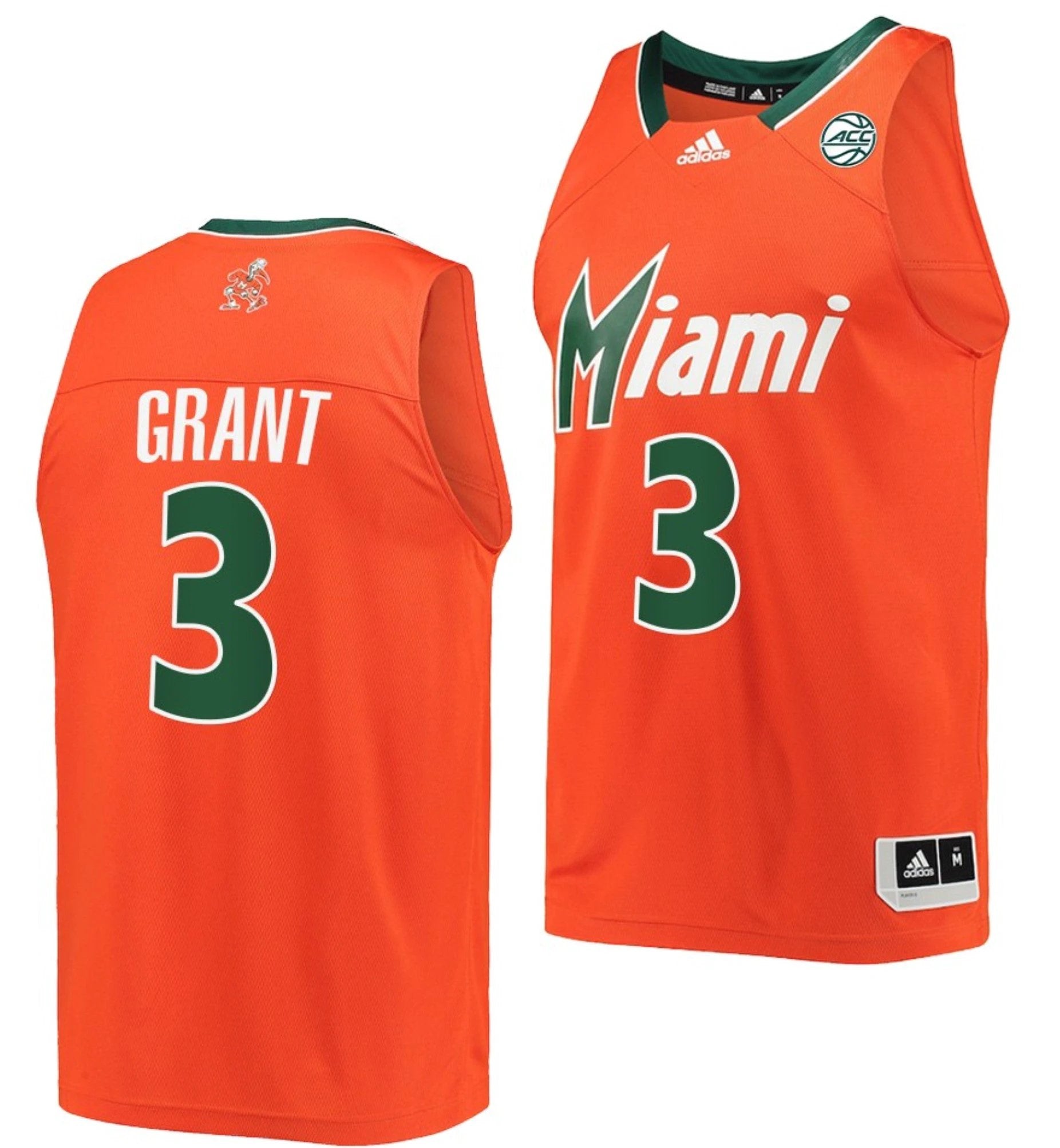 Malcolm Grant Jersey Miami Hurricanes College Basketball Reverse Retro Orange #3 by My store basketball