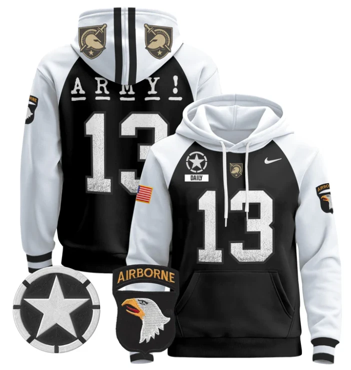 Men's Bryson Daily Hoodie #13 Army Black Knights Pullover V2 by Hoodie Pullover