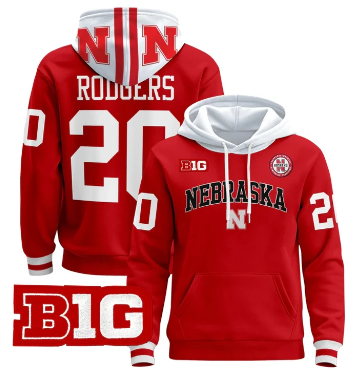 Men's Johnny Rodgers Hoodie #20 Nebraska Cornhuskers 2024 Pullover by Hoodie Pullover