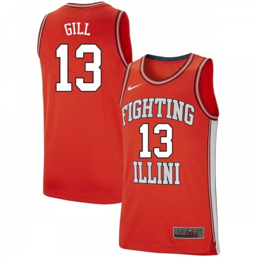 Men Illinois Fighting Illini Kendall Gill Jersey #13 Retro Orange College Basketball Jerseys by My store basketball