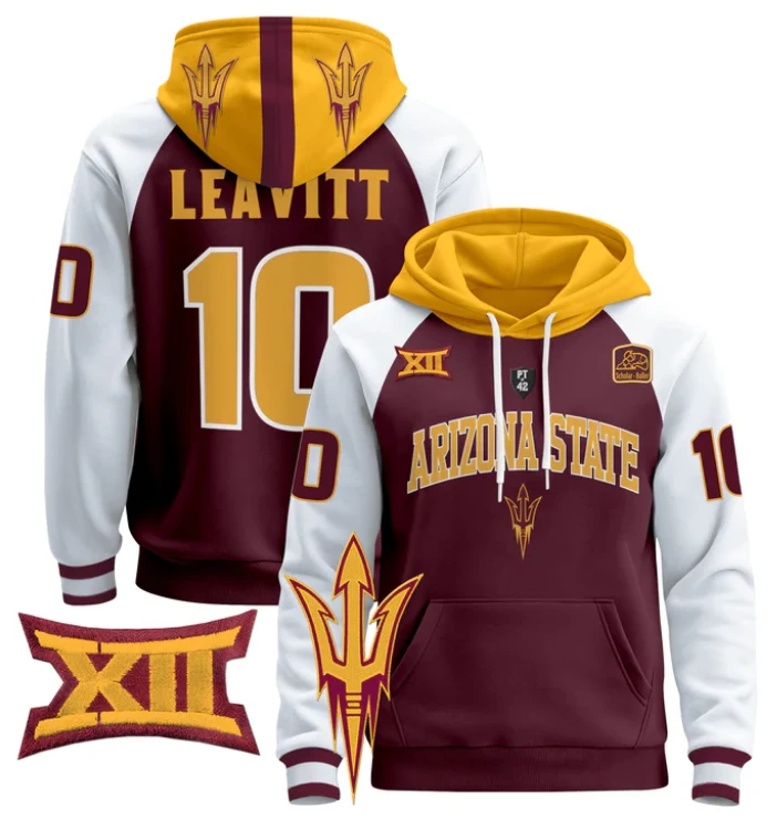 Sam Leavitt Hoodie #10 Arizona State Sun Devils Pullover by Hoodie Pullover