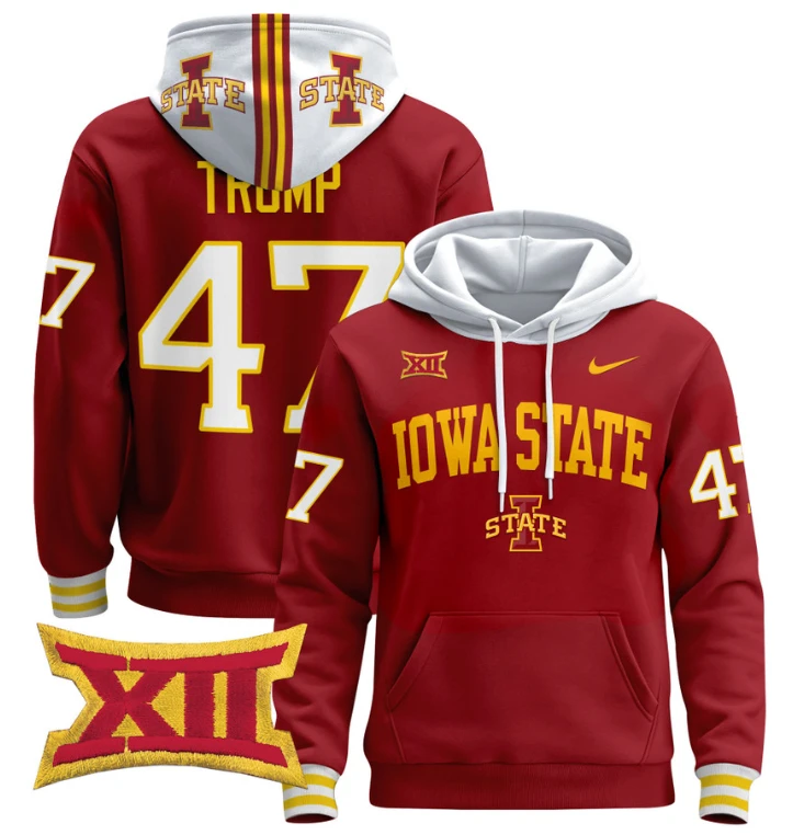 Men's Donald Trump Hoodie #47 Iowa State Cyclones 2024 Pullover V2 by Hoodie Pullover