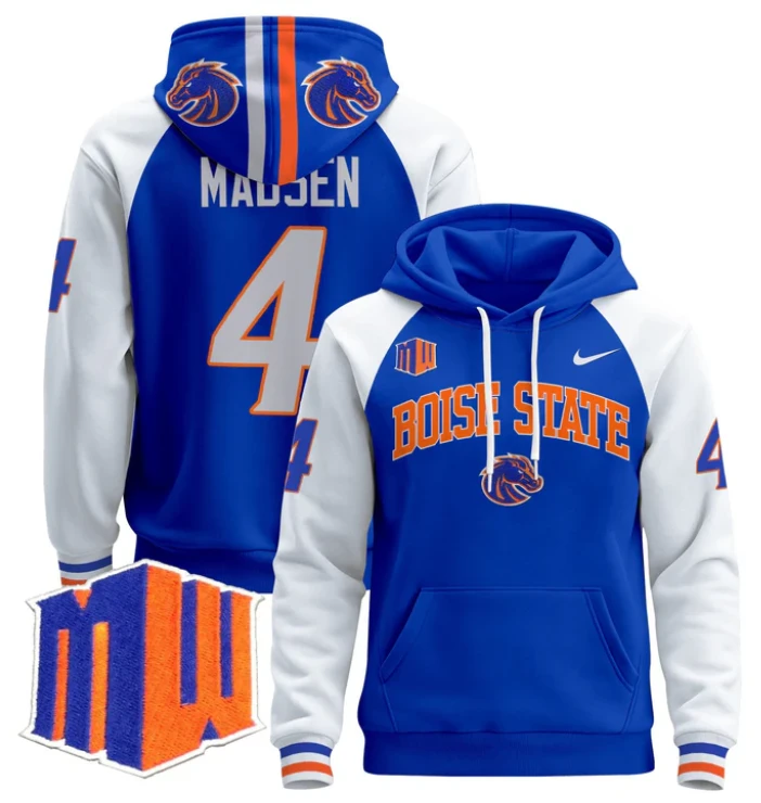 Maddux Madsen Hoodie #4 Boise State Broncos Pullover by Hoodie Pullover