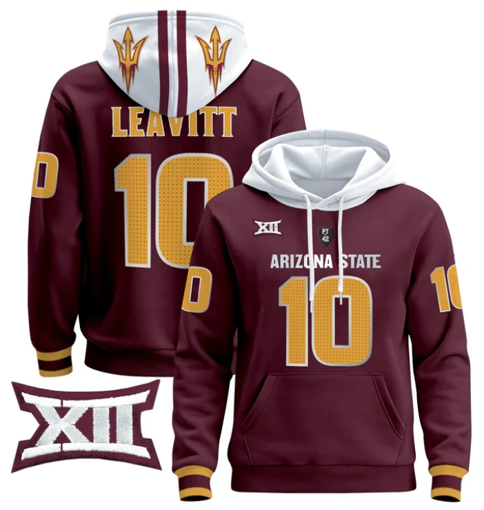 Sam Leavitt Hoodie #10 Arizona State Pullover Stitched V4 by Hoodie Pullover
