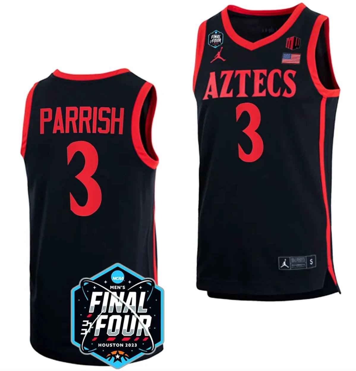 Micah Parrish Jersey San Diego State Aztecs 2023 NCAA National Championship March Madness Black #3 by My store basketball