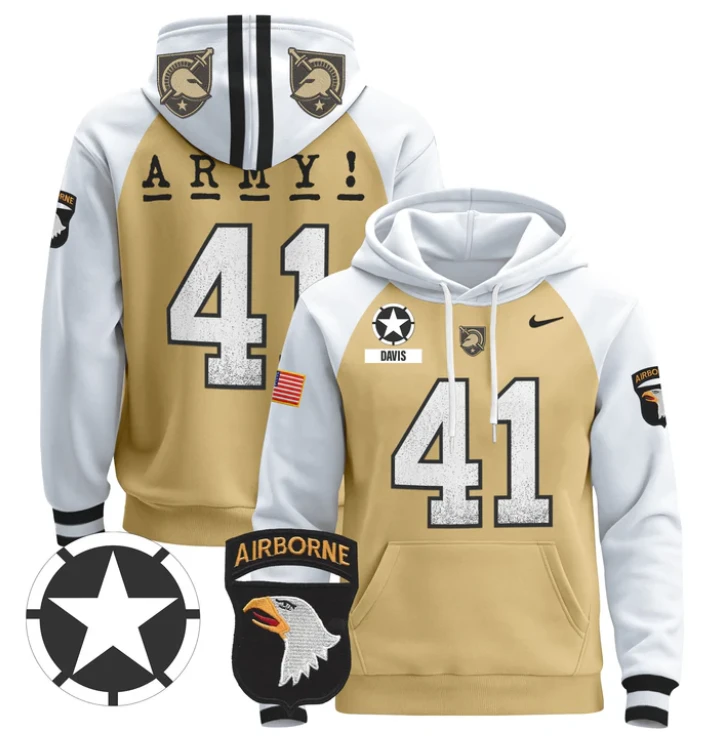 Men's Glenn Davis Hoodie #41 Army Black Knights Pullover V2 by Hoodie Pullover