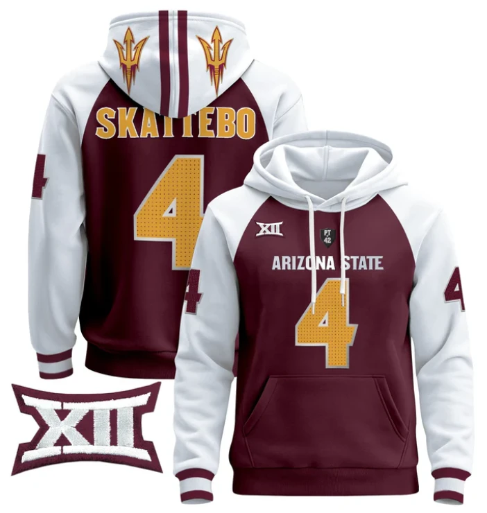 Cam Skattebo Hoodie #4 Arizona State Pullover Stitched V4 by Hoodie Pullover