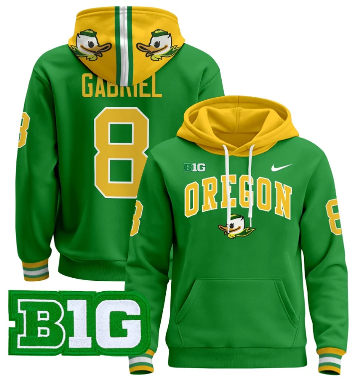 Men's Dillon Gabriel Hoodie #8 Oregon Ducks 2024 Pullover V2 by Hoodie Pullover