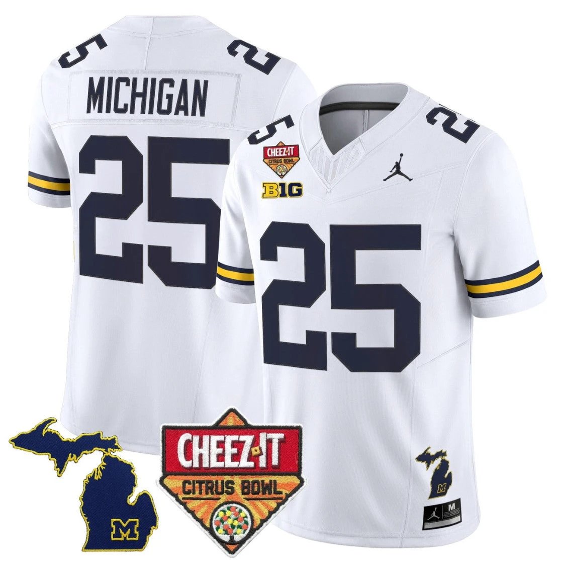 Michigan Jersey #25 Michigan Wolverines 2025 Cheez-It Citrus Bowl Stitched by My Store NCAA Football Jerseys