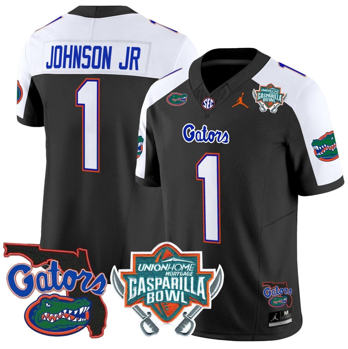 Montrell Johnson Jr Jersey #1 Florida Gators 2025 Gasparilla Bowl Patch Black Alternate by My Store