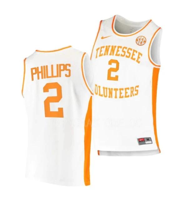 Men's #2 Julian Phillips Jersey Tennessee Volunteers College Basketball Jerseys White by My store basketball